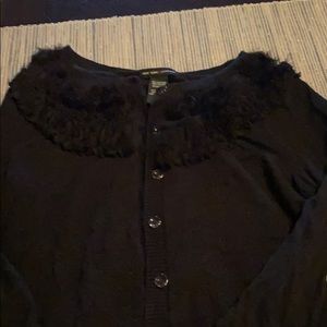 NY & Co Black ruffle sweater size small